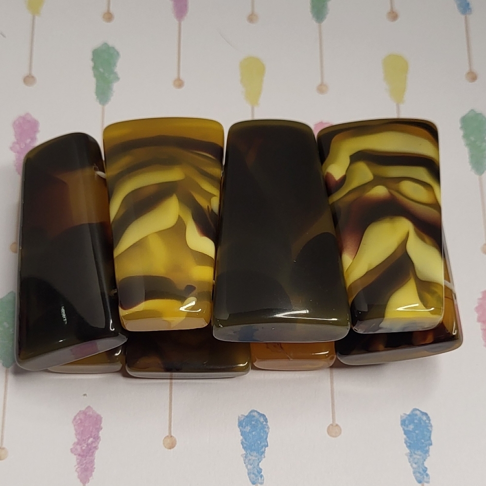 Vintage Chunky Brown and Yellow Stretch Bracelet (Acrylic)